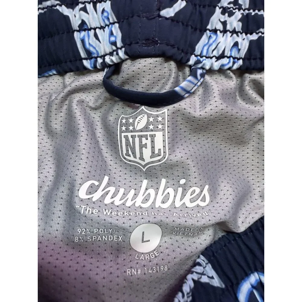 Chubbies Men's Outdoor Navy Blue & White NFL Cowboys Swim Trunks Size Large NWT